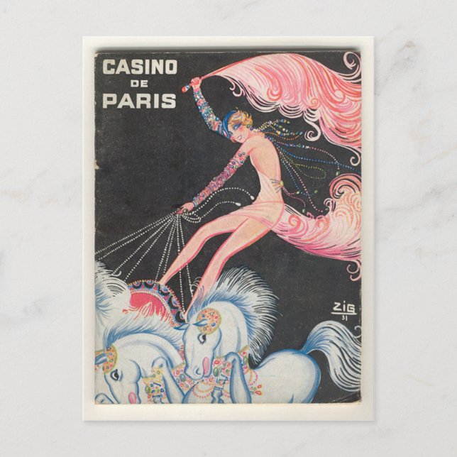 Art Deco, Casino, Paris, Louis Gaudin, Vintag Postkarte (Vorderseite)
