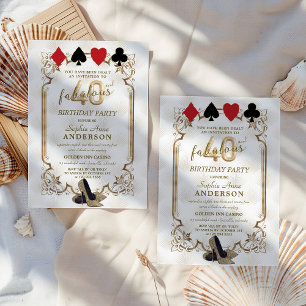 Art Deco Casino Poker 40 und fabelhafter Geburtsta Einladung