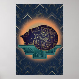 Art Deco Cat Fish Trophy Wall Art Poster