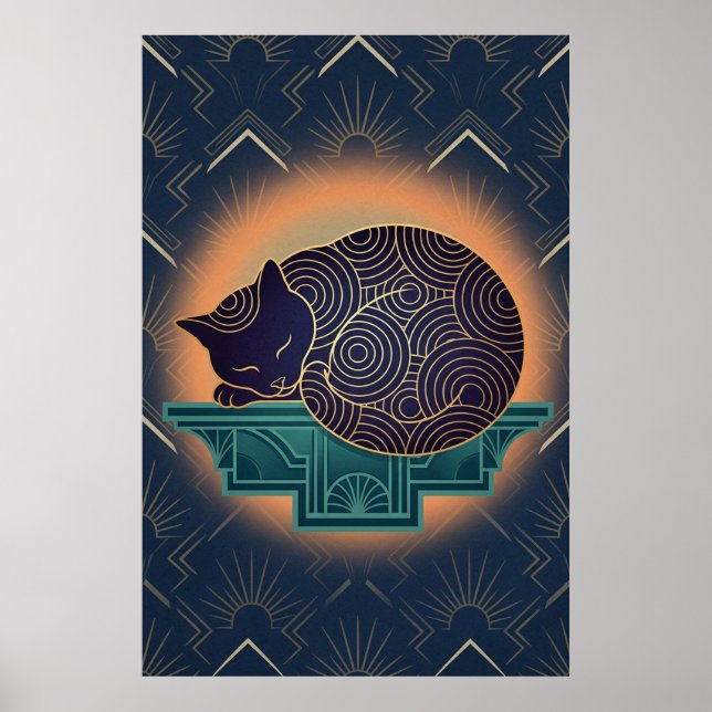 Art Deco Cat Fish Trophy Wall Art Poster (Vorne)