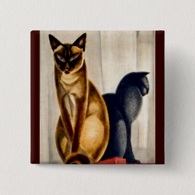 Art Deco Cats Button (Vorderseite)