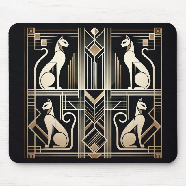 Art Deco Cats Mousepad (Vorne)