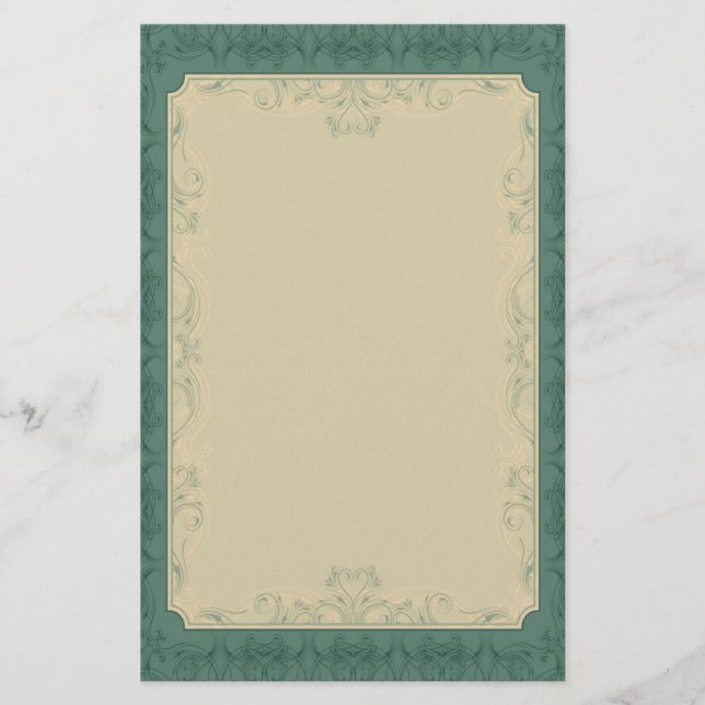 Art Deco Champagne Emerald Green Wedding Briefpapier (Vorderseite)
