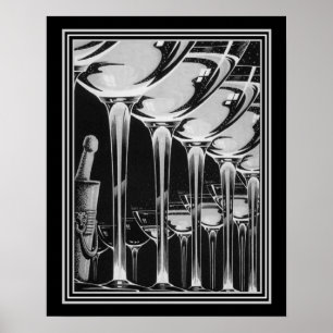 Art Deco Champagne Glass Print 16x20 Poster
