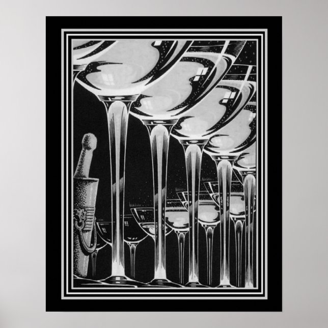 Art Deco Champagne Glass Print 16x20 Poster (Vorne)