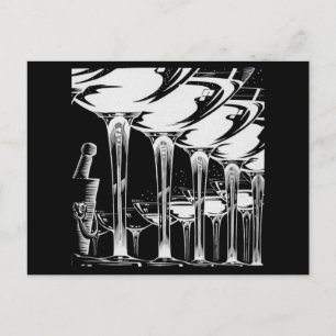 Art Deco Champagnergläser Schwarz & Weiß Postkarte