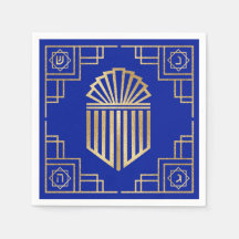 Art Deco Chanukkah Blau und Gold Design