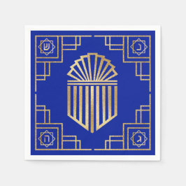 Art Deco Chanukkah Blau und Gold Design Serviette