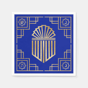 Art Deco Chanukkah Blau und Gold Design Serviette
