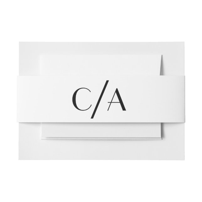 Art Deco Chic Schwarz-weiß Monogram Wedding Einladungsbanderole (Vorderseite Beispiel)