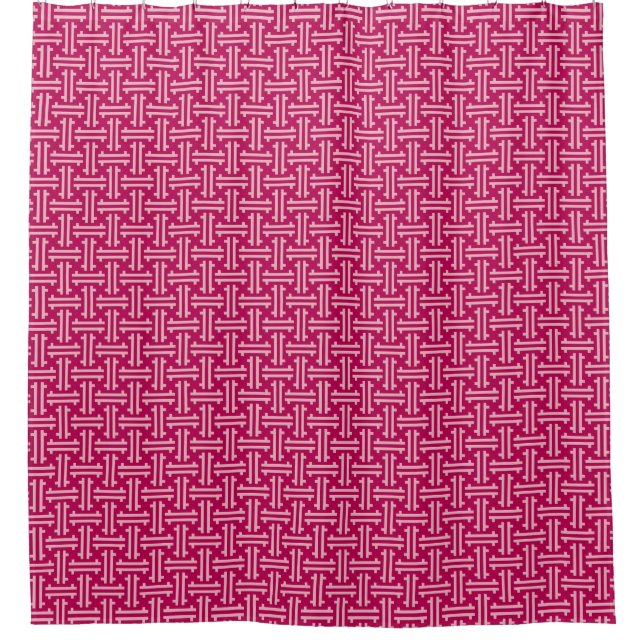 Art Deco Chinese Fret, Fuchsia Pink Duschvorhang (Vorderseite)