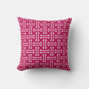 Art Deco Chinese Fret, Fuchsia Pink Kissen