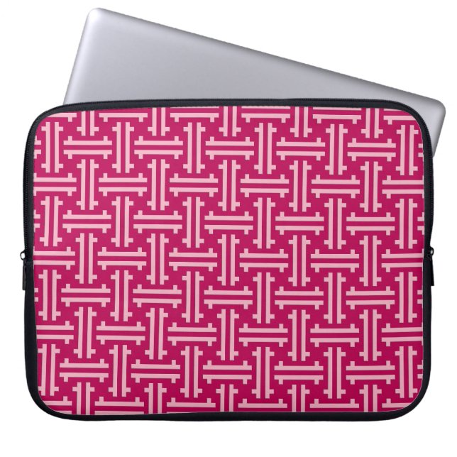 Art Deco Chinese Fret, Fuchsia Pink Laptopschutzhülle (Vorderseite)