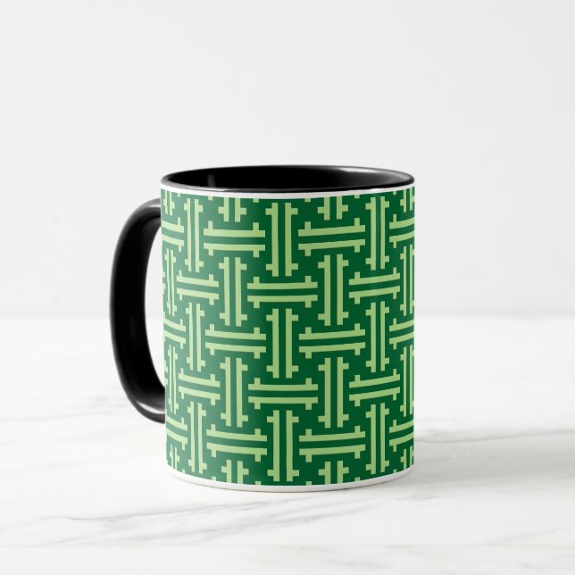 Art Deco Chinese Fret, Jade Green Tasse (Vorderseite Links)