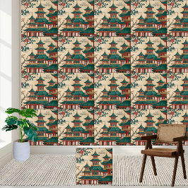 Art Deco Chinoiserie Pagoda Muster Tile Fliese