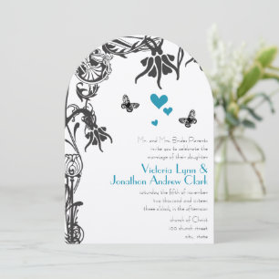 Art Deco Christliche Florale Hochzeitseinladung Einladung