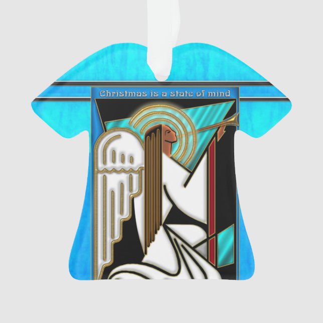 Art Deco Christmas Angel Personalisiert Ornament (Vorderseite)