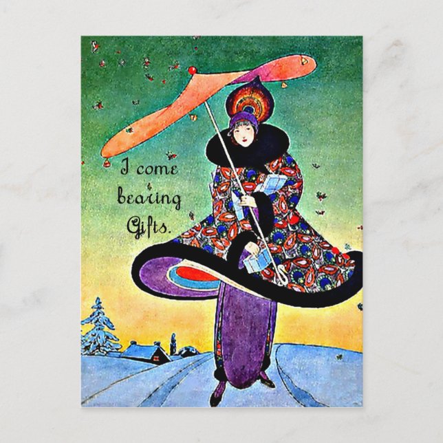 Art Deco Christmas Feiertagspostkarte (Vorderseite)