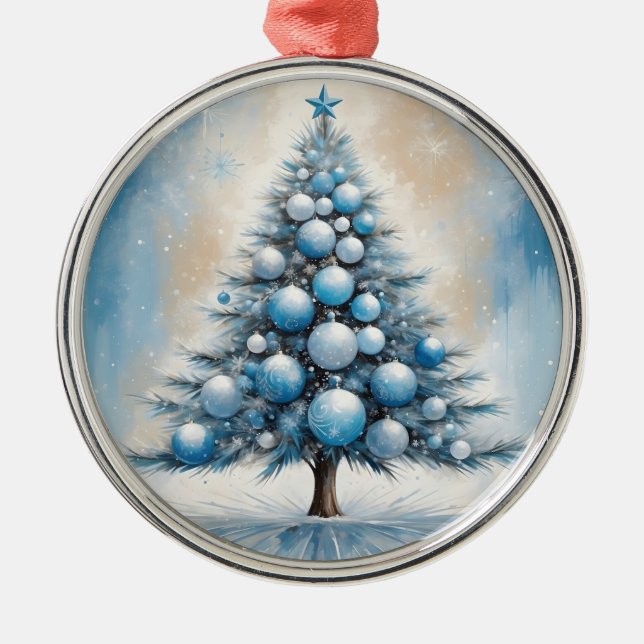 Art Deco Christmas Tree Blue Luxuriöse Ornamente (Vorne)