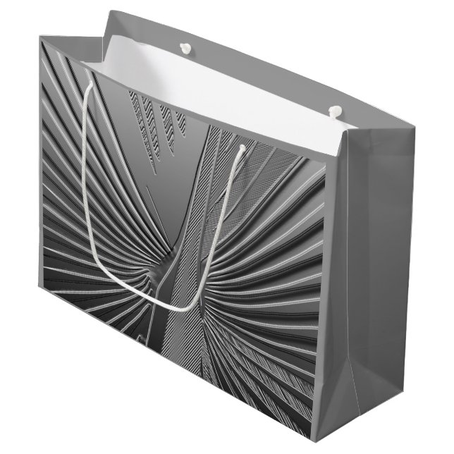 Art Deco Chrom Palmenblatt Große Geschenktüte (Vorderseite Schrägansicht)