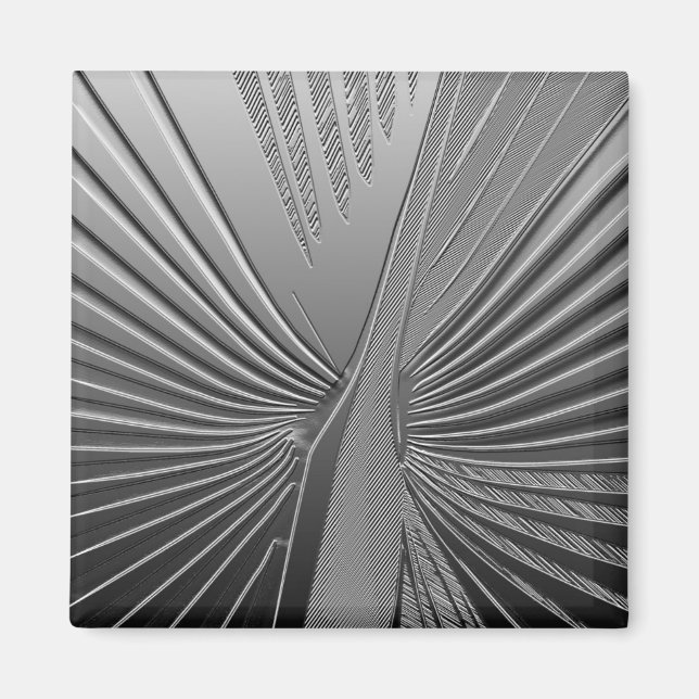 Art Deco Chrom Palmenblatt Magnet (Vorne)