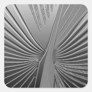 Art Deco Chrom Palmenblatt Quadratischer Aufkleber