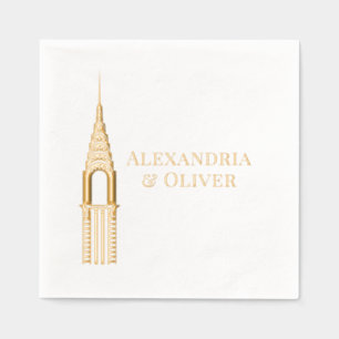 Art Deco Chrysler Building NYC Hochzeitspaar Servietten Mit Folie