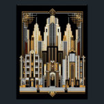 Art Deco City Style Poster. Poster<br><div class="desc">Dieses Bild ist Ai produziert. Ich Liebe die Ergebnisse,  da dies wirklich ein großartiges Poster macht. Ein Stadtbild im Art Deko Stil in Schwarz und Gold. Dieses Poster würde großartig gerahmt aussehen und an einer Wand in Ihrer Zuhause hängen. Für alle Art Deco Liebhaber.</div>