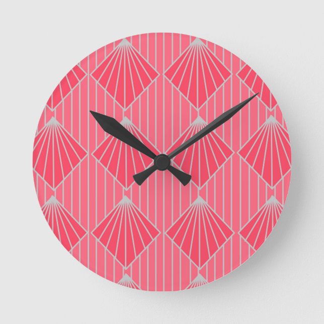 Art Deco Clam Muscheln Runde Wanduhr (Vorderseite)