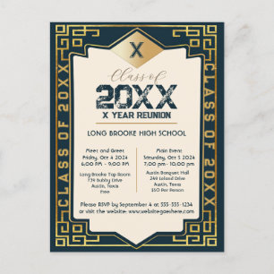 Art Deco "Class" Blank Abschluss Year Wiedersehen Postkarte