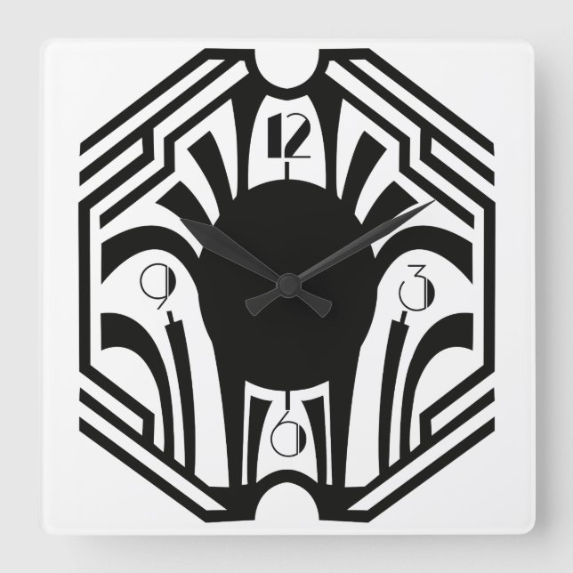 Art Deco Clock Quadratische Wanduhr (Vorderseite)