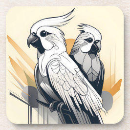 Art Deco Cockatiel Untersetzer Set