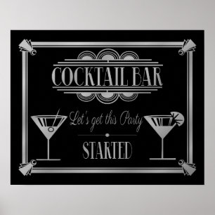 ART Deco Cocktail Bar Zeichen Gatsby Party der 192 Poster
