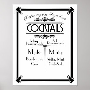 ART Deco Cocktail Bar Zeichen Gatsby Party der 192 Poster