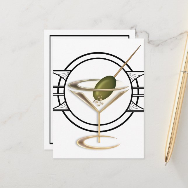 Art Deco Cocktail Postkarte (Vorderseite/Rückseite Beispiel)