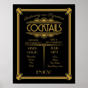 Art Deco cocktail sign, signature, bar sign Poster