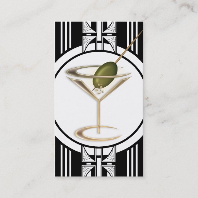 Art Deco Cocktails Soziales Profil Telefonnummerkarte (Vorderseite)