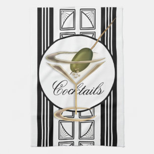 Art Deco Cocktails Tea Towel Geschirrtuch