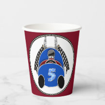 Art Deco Comic Style Blue Race Car