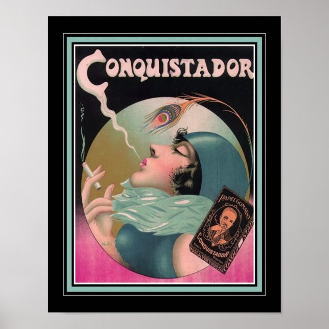 Art Deco Conquistador Cigarette Ad Poster (Vorne)