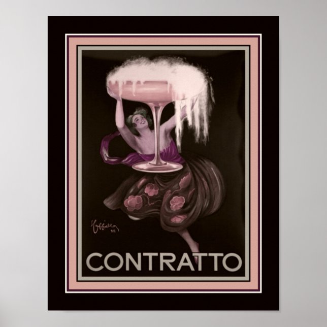 Art Deco Contratto Champagne Ad Poster der 30er Ja (Vorne)