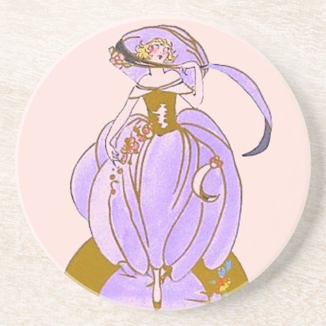 Art Deco Costumed Lady Sandstein Untersetzer (Vorne)