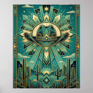 Art Deco Cowboy Hut Poster - Geometrischer Western