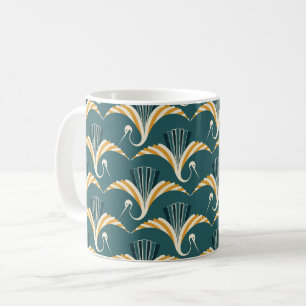 Art Deco Crane - blauer Hintergrund Kaffeetasse