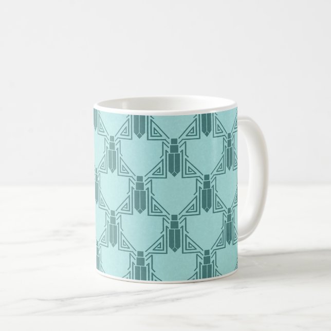 Art Deco Crickets - Light Turquoise Coffee Tasse (VorderseiteRechts)