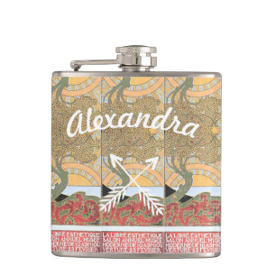 Art Deco Crossed Arrow Swirl Tree Flachmann