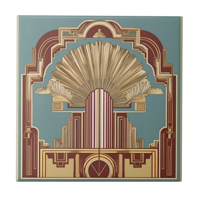 Art Deco Crowned Structure Keramik Tile Fliese (Vorderseite)