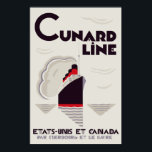 Art Deco Cunard Line Poster<br><div class="desc">Kontaktieren Sie uns, wenn Sie die gewünschte Größe haben oder dieses Bild auf anderen Zazzle Geschenken gewollt haben. Unsere eigene minimale Art Deko Vektor Arbeit, inspiriert durch ein altes Bild der 20er Jahre. Übersetzung aus dem Französischen: Cunard Line, United Staaten und Kanada. Von Cherbourg und Le Havre.</div>