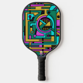 Art Deco Cyberpunk Geometrische Fusion Pickleball Schläger