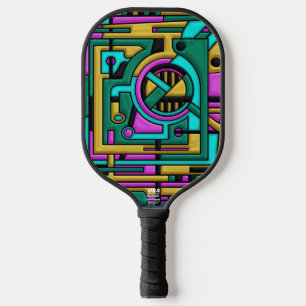 Art Deco Cyberpunk Geometrische Fusion Pickleball Schläger